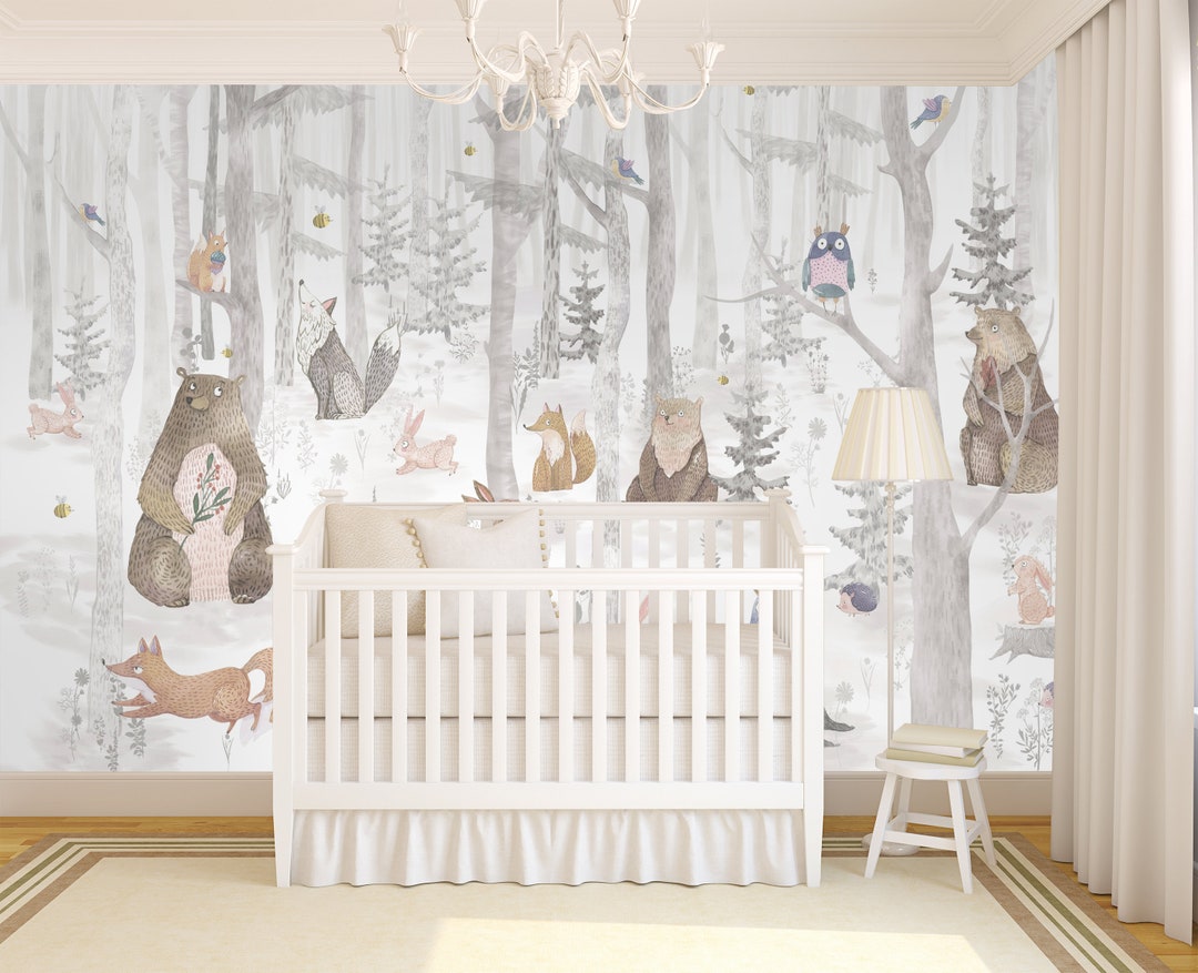 Watercolor Fantasy Forest Wallpaper: Peel and Stick Kids Wall Mural - Etsy