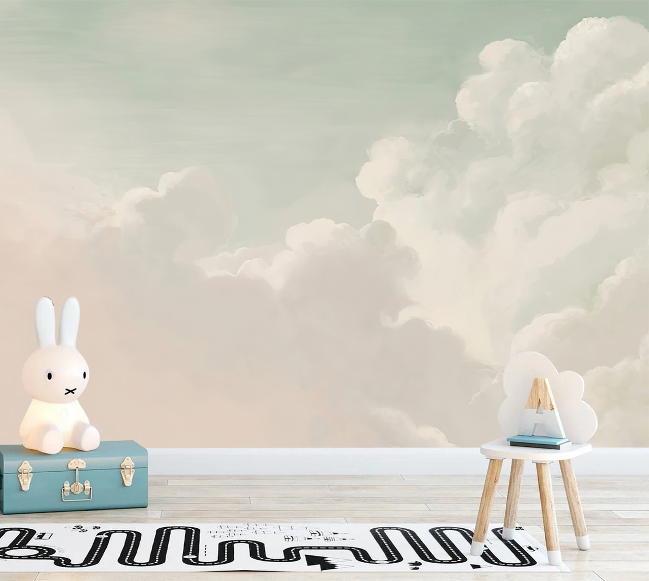 Pastel Sky Cloud Wallpaper Mural - Removable Nursery Wall Decor - Etsy