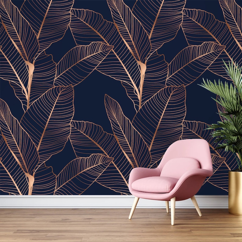Banana Leaf Wallpaper: Tropical Jungle Peel and Stick Wall Mural - Etsy
