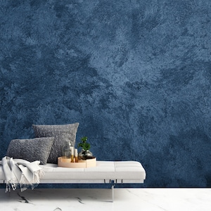 Dark Blue Concrete Wallpaper Mural: Peel and Stick Fabric Wall Art