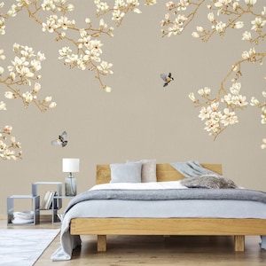 chinoiserie wallpaper blossom design Wall mural Removable Wallpaper, self adhesive, Peel and Stick linving room bedroom wall poster