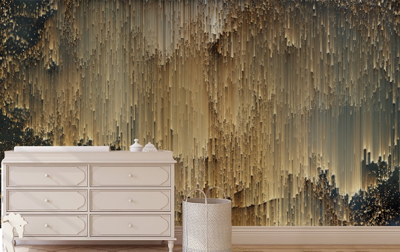 Gold Luxury Wallpapergold Strip Wall Mural Fabric Removable Etsy
