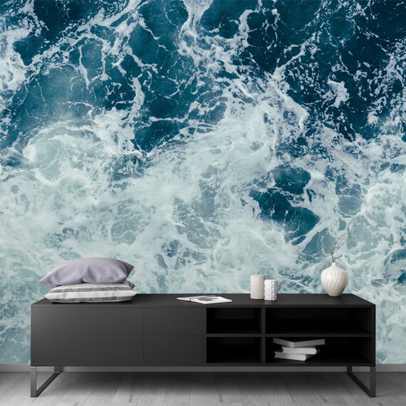 Dark Teal Ripples in Water Wallpaper, Sea Photo Wallpaper, Marine Mural  Self Adhesive, Peel & Stick, Removable Wallpaper 