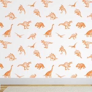 Dinosaur removable wallpaper,Self Adhesive Peel & Stick Nursery Decor, Kids room wallpaper, Dinosaur wall mural, Boys Decor Inactive