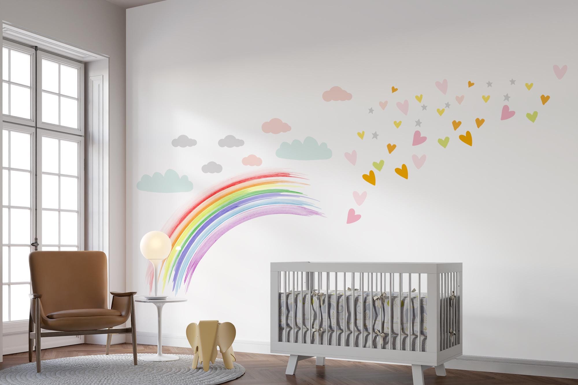 Watercolor Rainbow Wall Decal: Peel & Stick Nursery Mural - Etsy