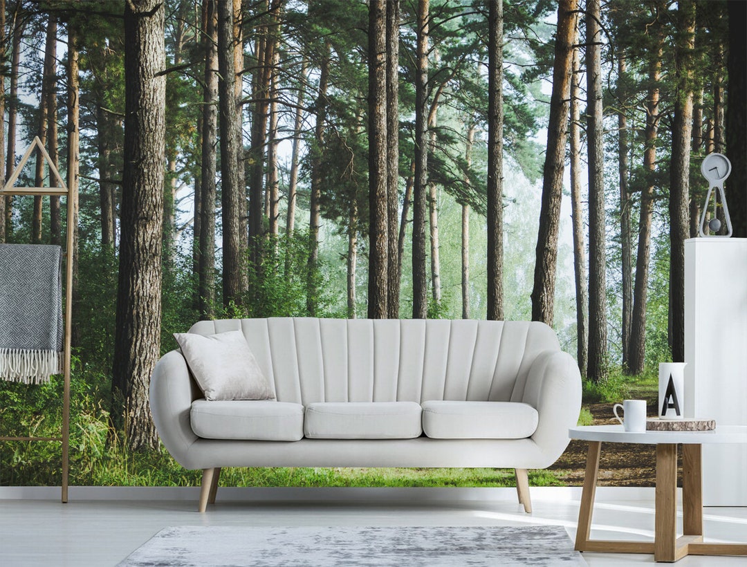 Forest Landscape Wallpaper Mural: Peel and Stick Removable Wall Art - Etsy