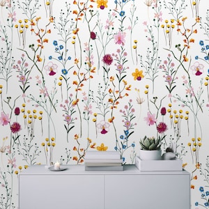 Summer wild flowers wallpaper Temporary wallpaper Self Adhesive Peel and Stick many kind of wild floral nursery wall for Bedroom Wallpaper