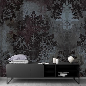 Klassische Damast Abnehmbare Tapete-Peel and Stick Wallpaper-Luxus altmodische Ornament Grunge Wandbild selbstklebend für Wohnzimmer