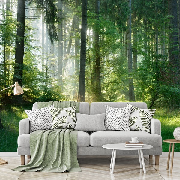 Spruce Tree Forest Wallpaper Mural - Removable Peel and Stick Wall Art