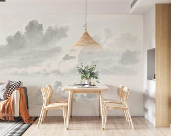 Watercolor Clouds Peel and Stick Wallpaper: Vintage Sky Mural