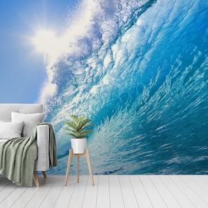 Blue Ocean Waves Removable wallpaper ,waves Wall Mural Self Adhesive Peel and Stick wall decor