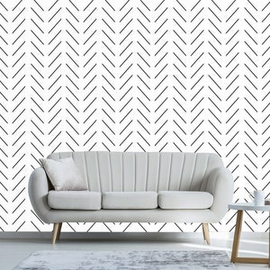 Carta da parati moderna a spina di pesce in bianco e nero, autoadesiva, carta da parati rimovibile a buccia e bastone, decorazione murale di design scandinavo
