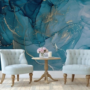 Alcohol ink removable wallpaper Modern fluid art Marble texture Abstract multicolored marble texture wall mural self adhesive peel and stick