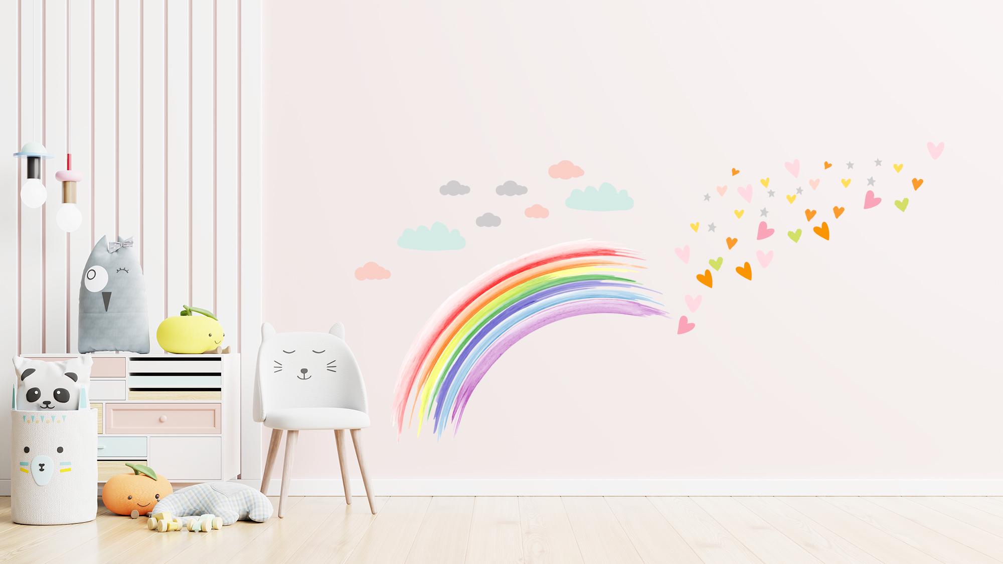 Watercolor Rainbow Wall Decal: Peel & Stick Nursery Mural - Etsy