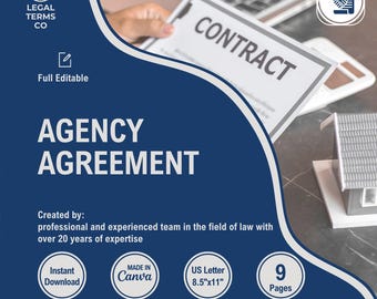 Agency Agreement Template: Customizable Agent Contract (Digital Download)