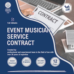 Event Musician Service Contract Template: Customizable Music Agreement (Canva)