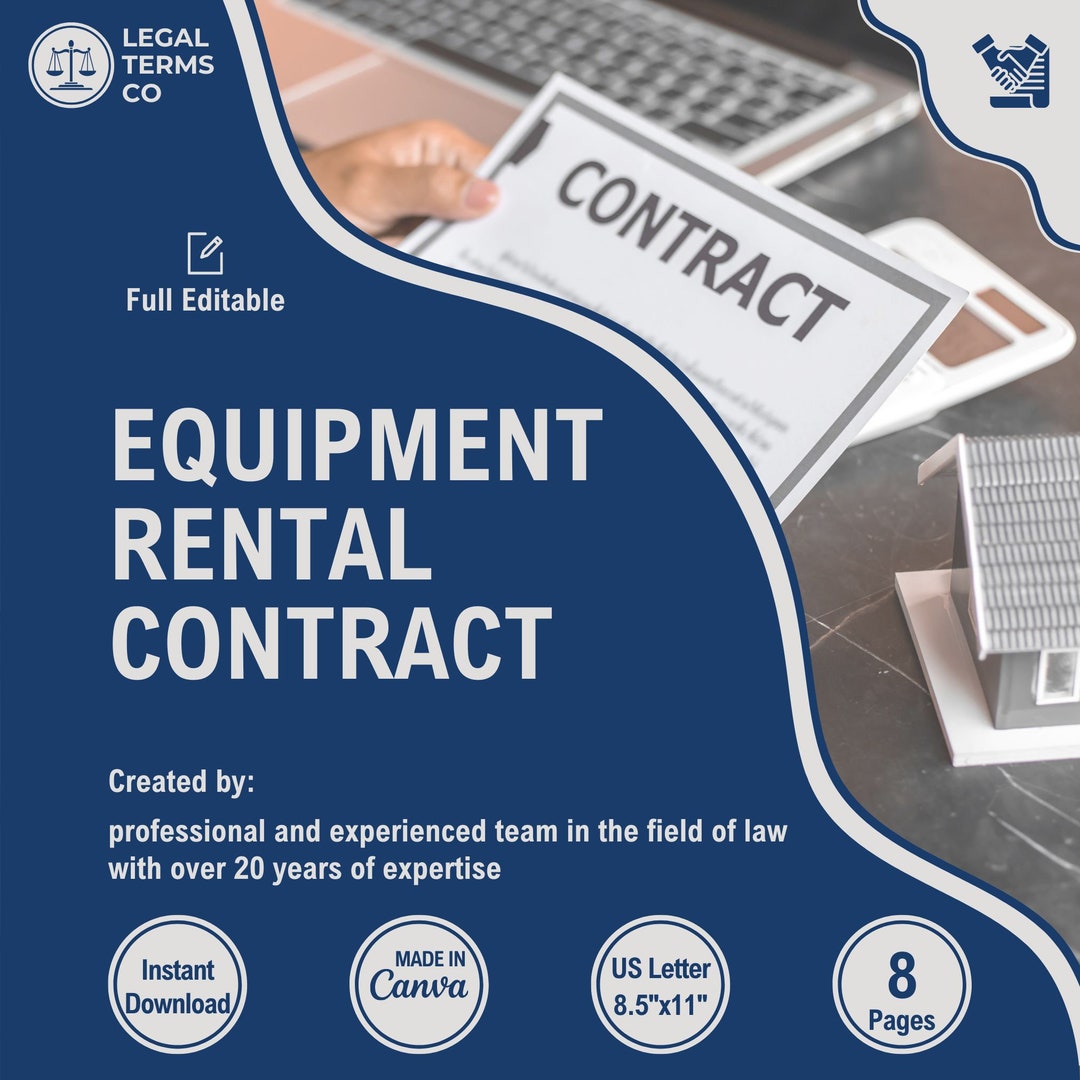 Equipment Rental Contract Template: Editable Lease Agreement (PDF) Etsy