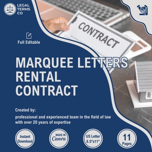 Marquee Letters Rental Contract Template, Letters Light Lease Agreement, Light-up Letter Rental Terms, Marquee Signage Renting Forms