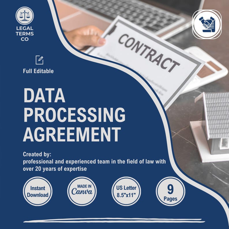 Data Processing Agreement Template, Customizable GDPR Contract Template, Editable Data Transfer Terms, Data Privacy Forms, Data Security Policy, DPA Document, Data Usage Rights, Data Protect, Information Handling, Privacy Guidelines, Data Share Doc