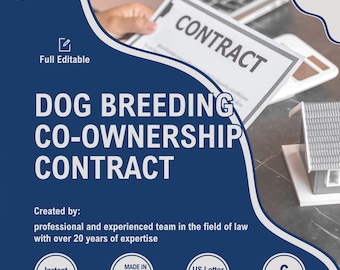 Dog Breeding Co-Ownership Contract Template, Co-Ownership Agreement, Dog Co-Owner Terms, Canine Co-Ownership Forms, Breeding Collaboration