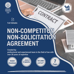 Non-Competition and Non-Solicitation Agreement, Non-Compete Contract, Non-Solicitation Agreement, Employment Contract, Employee Agreement