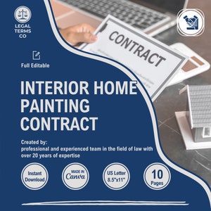 Interior Home Painting Contract Template, Interior Home Painting Service Agreement, Interior Painting Terms, Paint Project Form, Painter Job