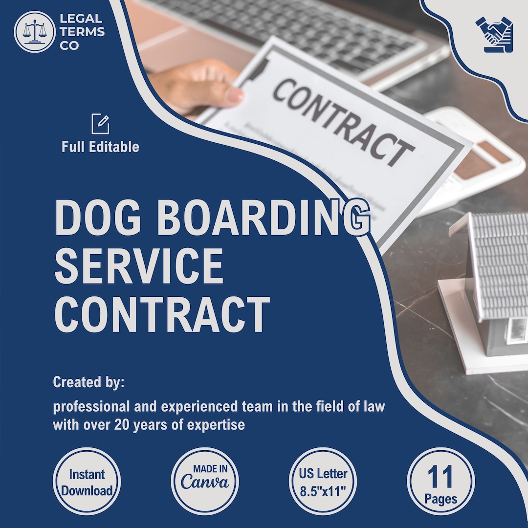 Dog Boarding Service Contract Template Pet Hotel Agreement (CANVA