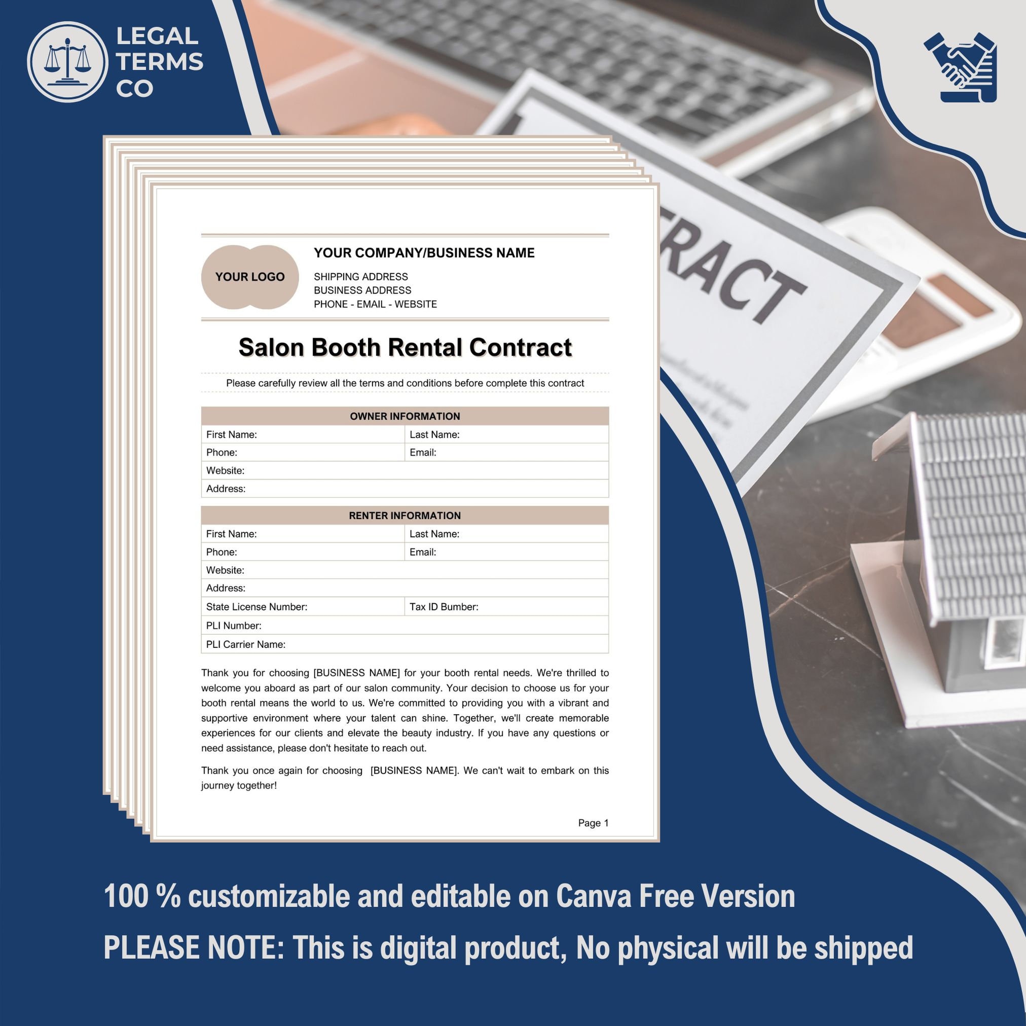 Salon Booth Rental Contract Template: Beauty Studio Lease (PDF) - Etsy