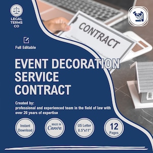 Event Decoration Service Contract Template, Party Decoration Agreement, Event Styling Terms, Event Design Forms, Event Decorator Policy