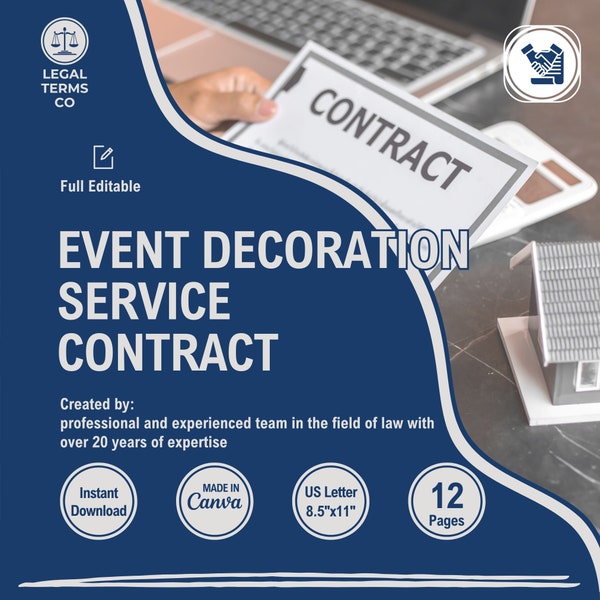 Event Decoration Service Contract Template, Party Decoration Agreement, Event Styling Terms, Event Design Forms, Event Decorator Policy