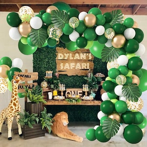Jungle Party Balloons Garland Arch Kit,Party Decoration with Palm Leaves for Safari Animal Wild