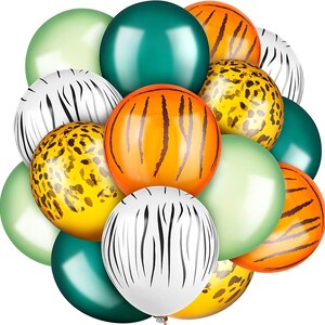 100 Pieces Jungle Balloons,12 Inch Jungle Safari Balloons,Animal Print Balloons