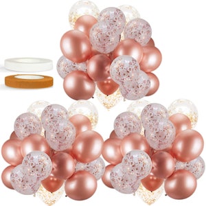 60 PACK Rose Gold Balloons + Confetti Balloons,Rosegold Balloons for Parties,Bridal & Baby Shower