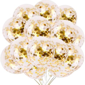 24 Pieces Gold Confetti Balloons,12 Inch Latex Party Balloons with Gold Confetti for your perfect Party Decorations