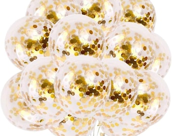24 Pieces Gold Confetti Balloons,12 Inch Latex Party Balloons with Gold Confetti for your perfect Party Decorations