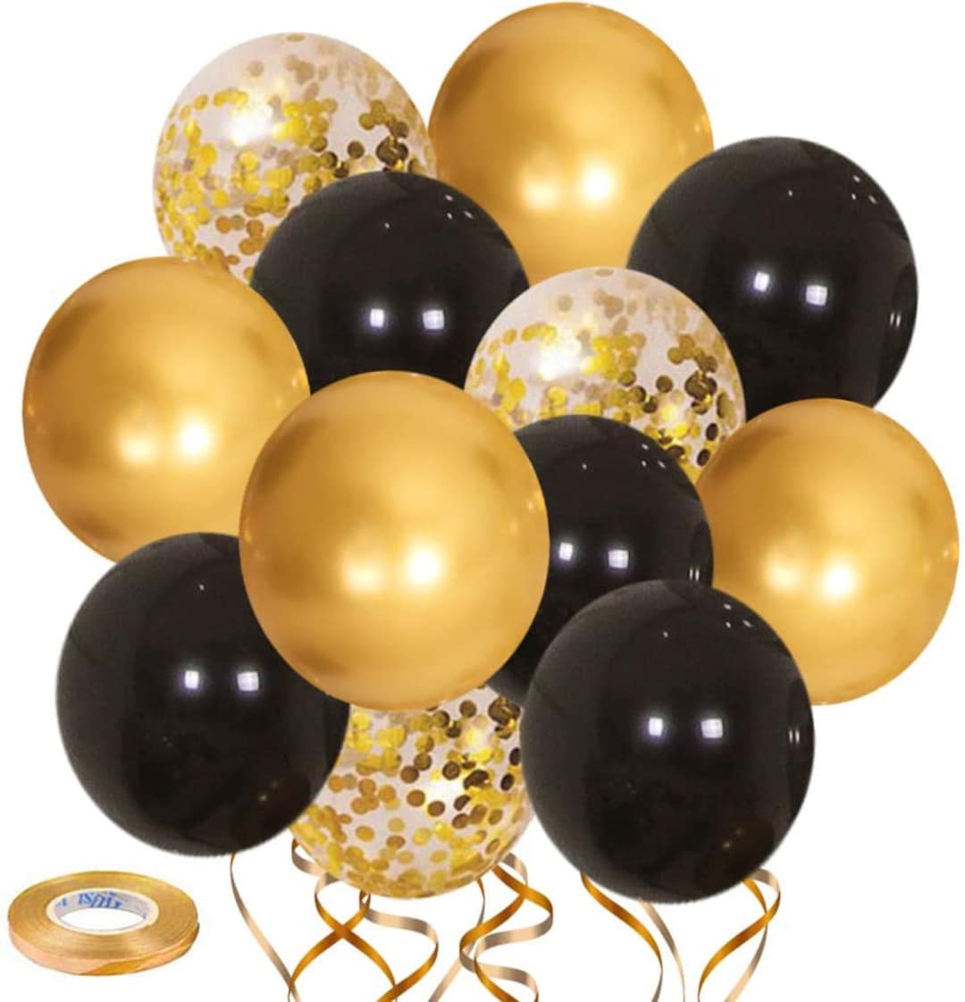 Black and Gold Balloons-50pcs 12 Inch Gold Confetti Balloons - Etsy