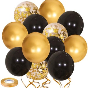 Black and Gold Balloons-50pcs 12 inch Gold Confetti Balloons