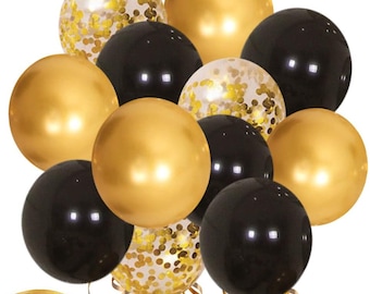 Black and Gold Balloons-50pcs 12 inch Gold Confetti Balloons