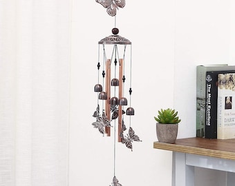 Butterfly Wind Chimes, Garden Decor, Vintage Metal Garden Wind Chimes