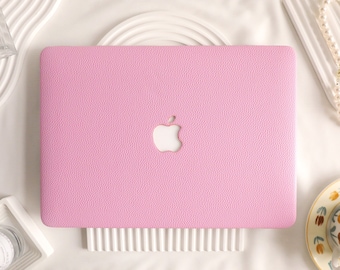 Coral Pink Leather Hard Case for MacBook 2022 Air 13.6 A2681 Macbook Pro A2338 13 14 15 16 inch Laptop M2 2023 14 16 A2779 A2780