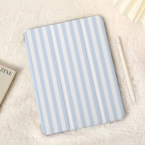 Capa para iPad com listras azuis e brancas e porta-lápis, capa para iPad Air 5, capa para Air 3 e 4, iPad Pro 12.9, Pro 11, 10.9, 10.5, 10.2, iPad 2022/2021