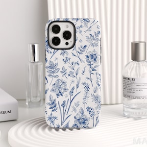Coque de téléphone personnalisée à motif de fleurs bleu profond pour iPhone 14, 12, 13 Pro Max, XR, 11 Pro Max, coque à pression robuste, étui pour iPhone SE, cadeau de Noël