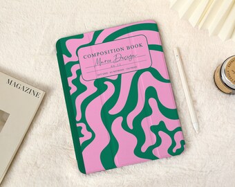 Pink Green Octopus Tentacle iPad Case with Pencil Holder，iPad Air 5 Case Air 3 4 Case，iPad Pro 12.9, Pro 11, 10.9, 10.5, 10.2, iPad 2022/21