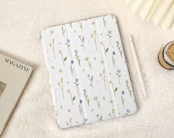 Floral Sea iPad Case with Pencil Holder，iPad Air 5 Case Air 3 4 Case，iPad Pro 12.9, Pro 11, 10.9, 10.5, 10.2, iPad 2022/2021