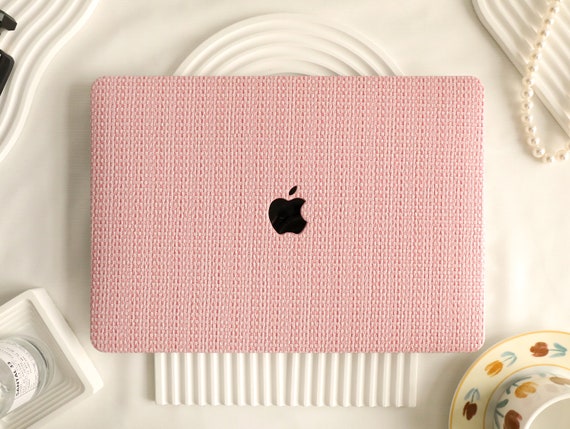 Knitted Pale Pink Leather Hard Case for MacBook 2022 Air 13.6 