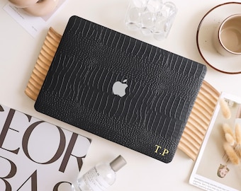 Black Small Crocodile Print Leather Hard Case for MacBook 2022 Air A2681 Macbook Pro A2338 13 14 15 16 inch Laptop M2 2023 14 16 A2779 A2780
