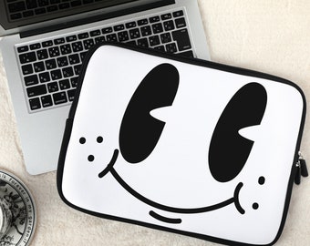 Wide-Eyed Smiley Customized New MacBook Case, Small Laptop Bag for 13, 14,15,16 inches Laptops, Personalized Laptop/iPad Sleeve