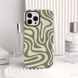 Coque personnalisée vert mousse crème pour iPhone 14, 12, 13 Pro Max, XR, 11 Pro Max, coque robuste à clipser, étui pour iPhone SE, cadeau de Noël