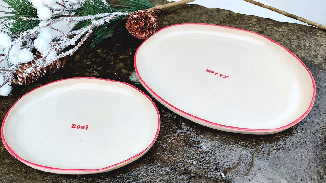 Pair of Oval Christmas Serving Plates Etsy