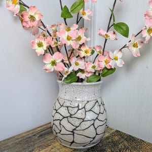 Handmade Raku Dragon&#39;s Egg Vase: Crackle Glaze Ceramic Pottery